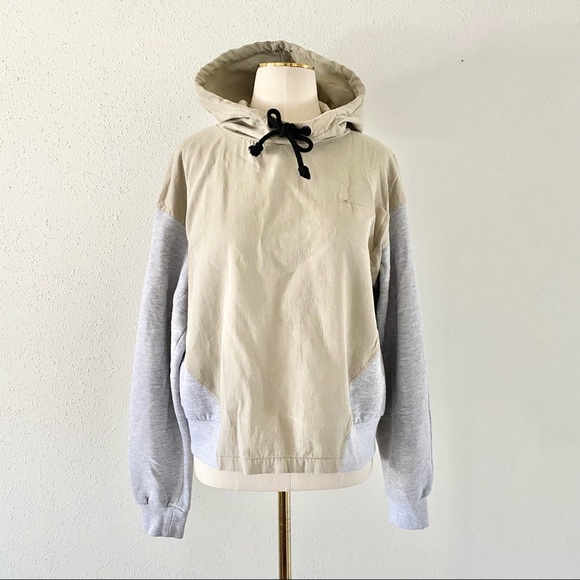 ZARA Women's Size Small Grey Contrast Hoodie Pullover Sweatshirt Cropped Boxy S - Picture 2 of 10